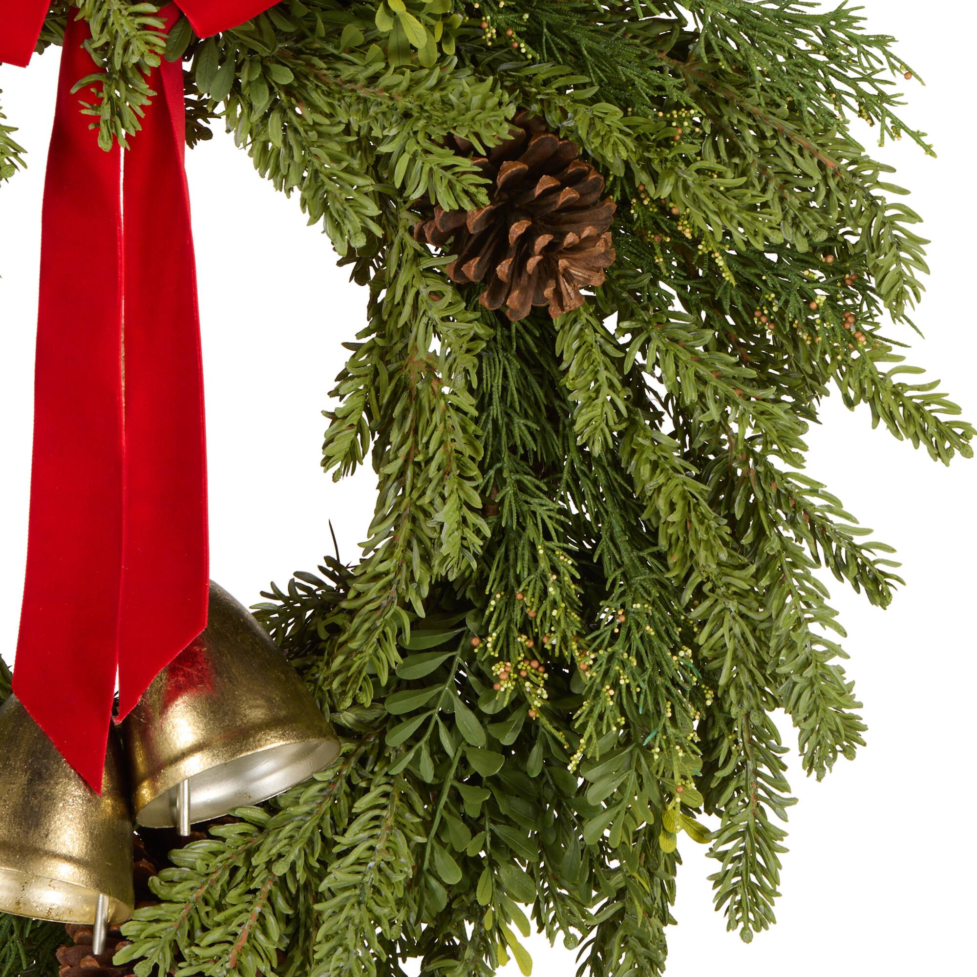 28" Christmas Bells Pine Wreath